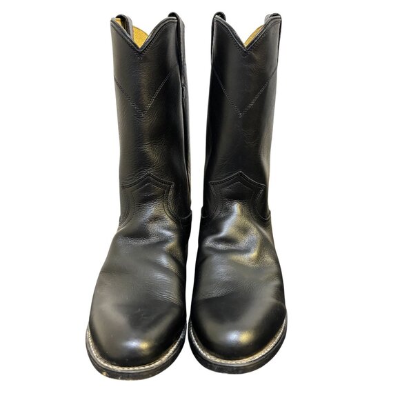 Justin Black Leather Western Boots Size 8.5 - Picture 3 of 12